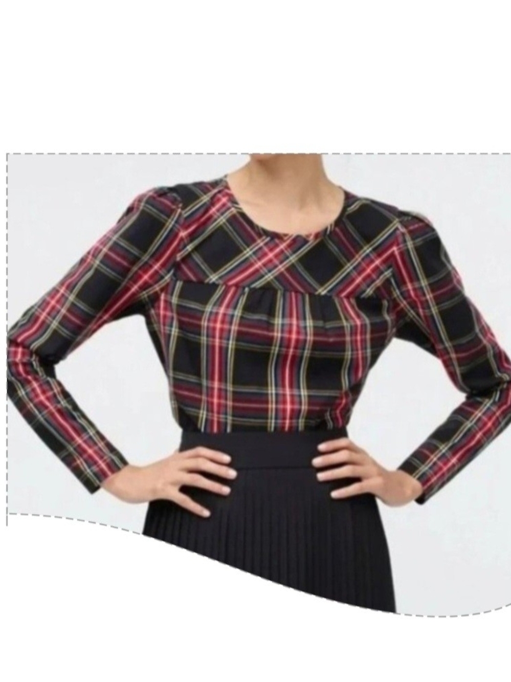 J. Crew Plaid Smocked Poplin Top